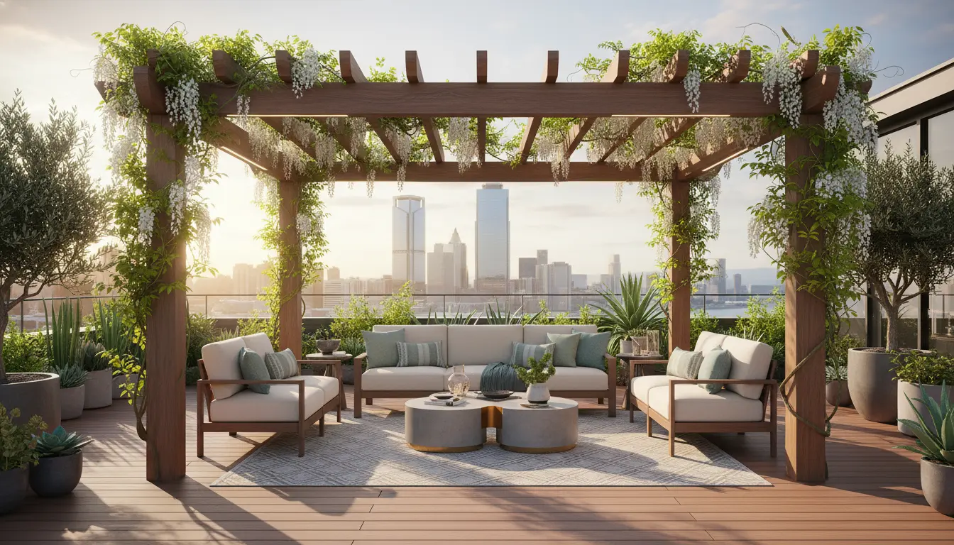 Biến Sân Thượng Nắng Nóng Thành ''Phòng Khách'' Ngoài Trời Sang Trọng Với Giàn Hoa Pergola Gỗ Nhựa Wpc