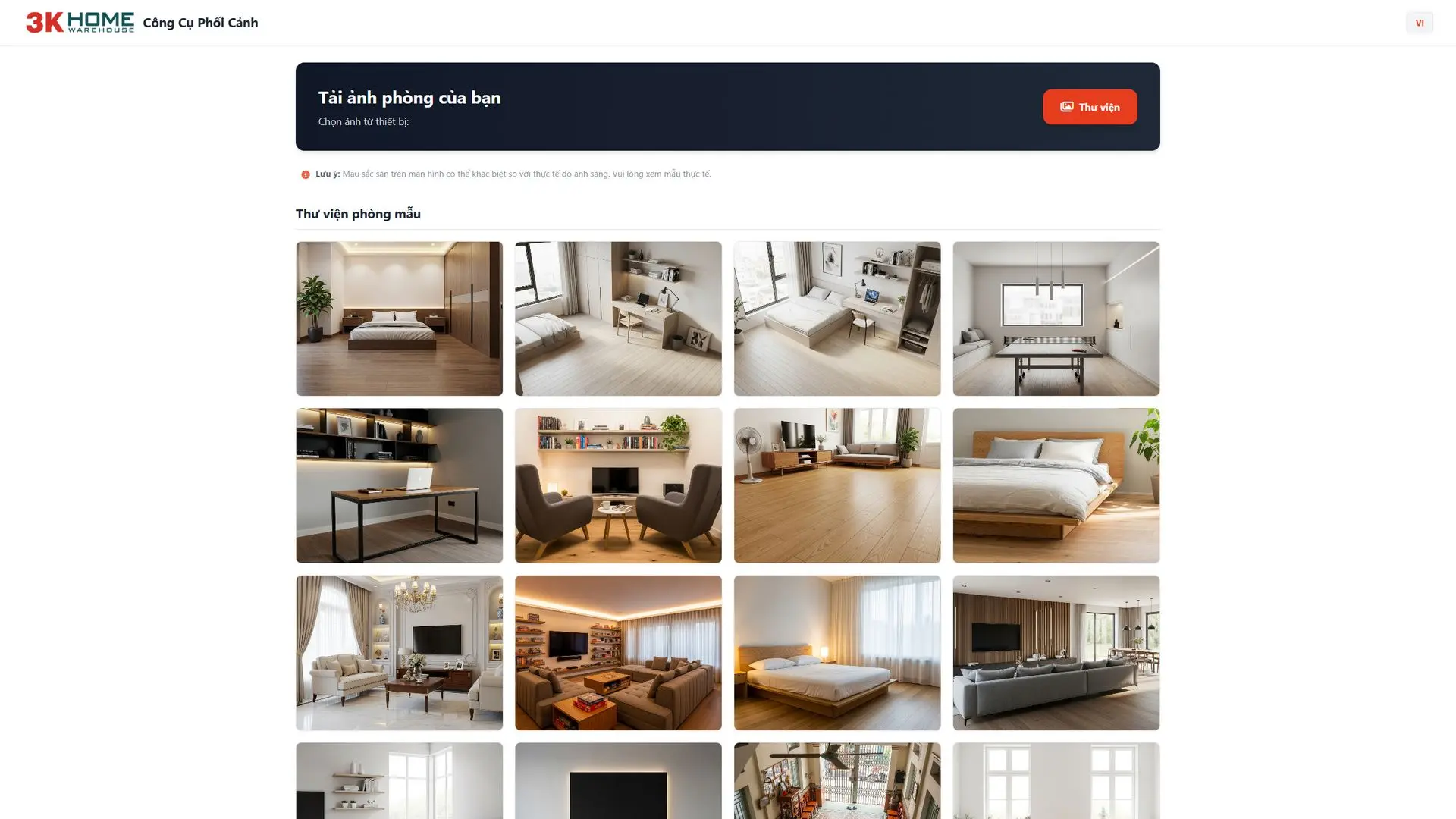 Công Cụ Phối Cảnh 3K Home Warehouse – Chọn Sàn Cho Phòng Của Bạn Chỉ Sau Vài Giây