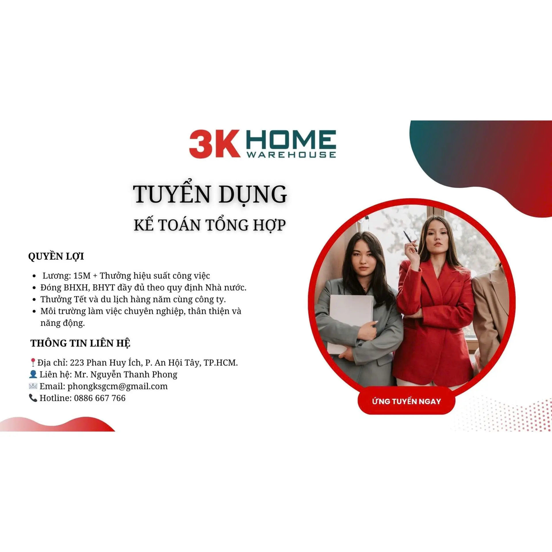 📢 Tuyển Dụng Nhân Sự Kế Toán Tổng Hợp – 3K Home Warehouse [Gò Vấp]